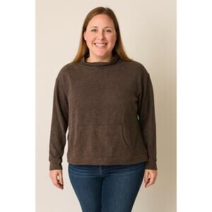 Ambrielle Women's Long Sleeve Funnel Neck Pajama Top - Size Medium